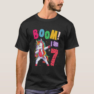 T-shirt Enfants Dabbing Unicorn 7e anniversaire Boom I Am