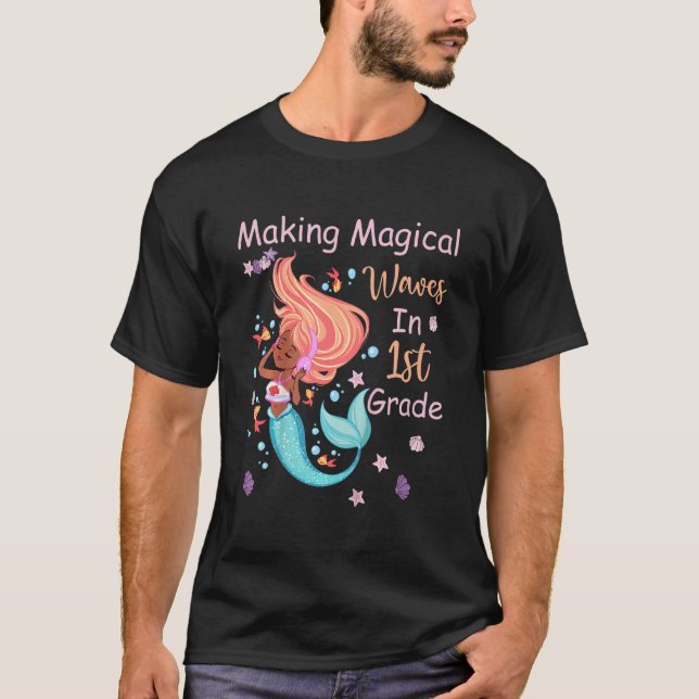 T-shirt Enfants de 1ère année Sirène Faire des vagues magi (Devant)