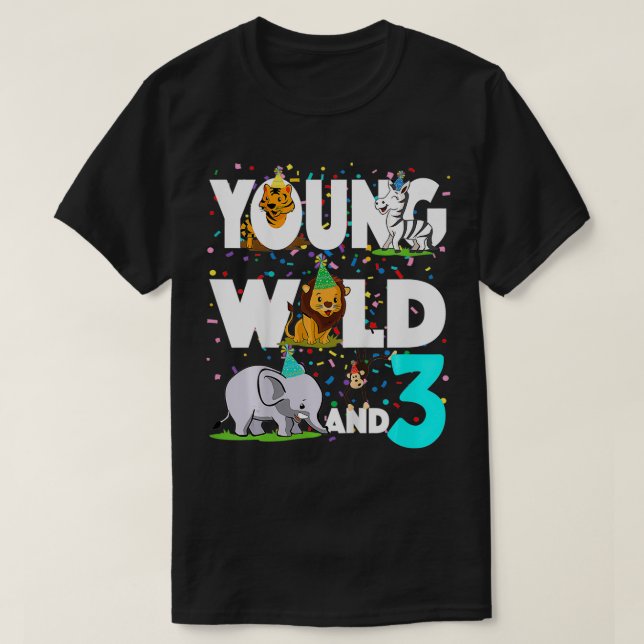 T-shirt Enfants de 3 ans Anniversaire Garçon Safari Zoo Ju (Design devant)