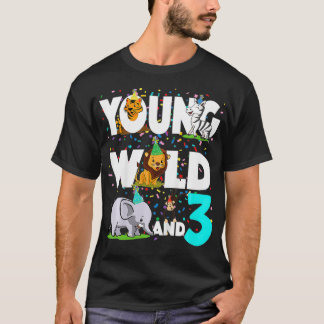 T-shirt Enfants de 3 ans Anniversaire Garçon Safari Zoo Ju