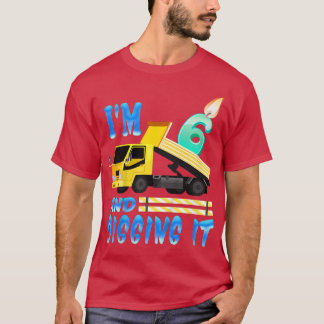 T-shirt Enfants de 6 ans et creuser 6 ans Camion de constr