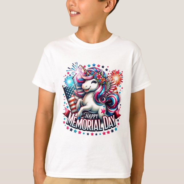 T-shirt Enfants de la licorne patriotique (Devant)
