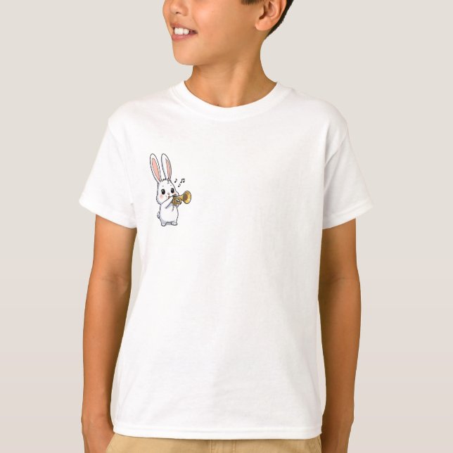 T-shirt Enfants de lapin jouant de la trompette (Devant)