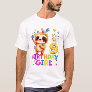 T-shirt Enfants de paresseux T-S fête d'anniversaire de 9 