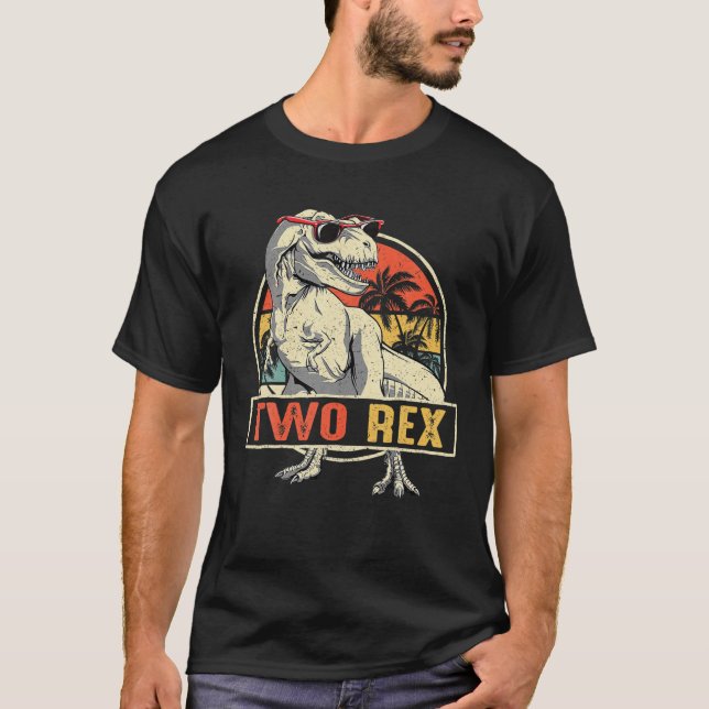 T-shirt Enfants Deux Rex 2E Anniversaire Deuxième Dinosaur (Devant)