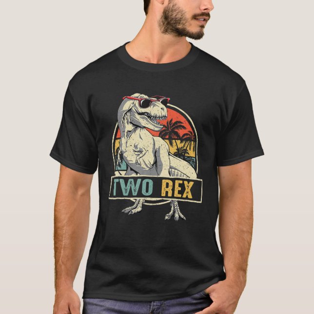 T-shirt Enfants Deux Rex 2E Anniversaire Deuxième Dinosaur (Devant)