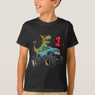 T-shirt Enfants Dinosaur Monster Camion 1ère fête d'annive