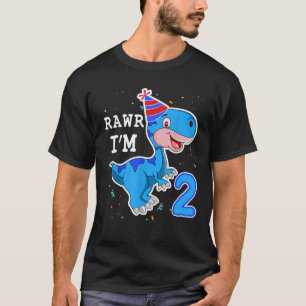 T-shirt Enfants Dinosaur Rawr I m 2 Ans 2e Anniversaire T