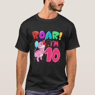 T-shirt Enfants Dinosaure Girl Roar Im 10 Ans 10E Annivers