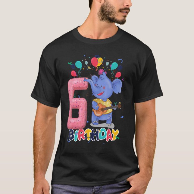 T-shirt Enfants Elephant fête d'anniversaire 6 ans Garçon  (Devant)