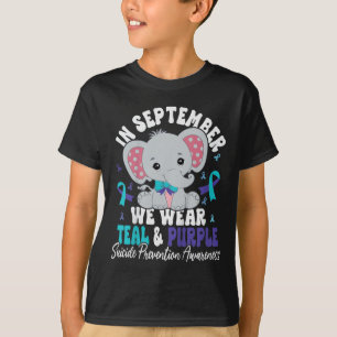 T-shirt Enfants En Septembre Nous Portons Suicide Turquois