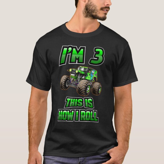 T-shirt Enfants enfants 3 ans 3e anniversaire Monstre garç (Devant)