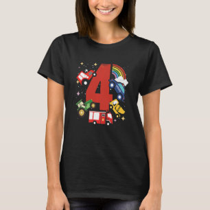 T-shirt Enfants Enfants 4e anniversaire 4 ans avec camion