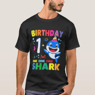 T-shirt Enfants Enfants Bébé Requin 1Er Anniversaire Garço