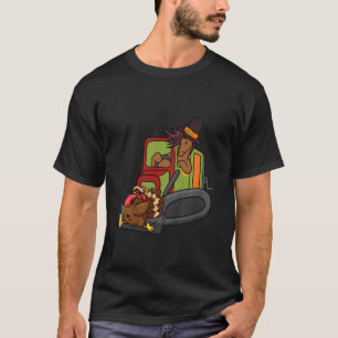 T-shirt Enfants Équitation Bulldozer Dinde Action de grâce