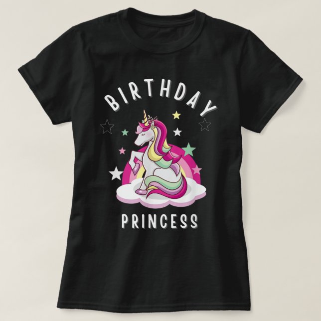 T-shirt Enfants et adultes Unicorne Anniversaire Princesse (Design devant)