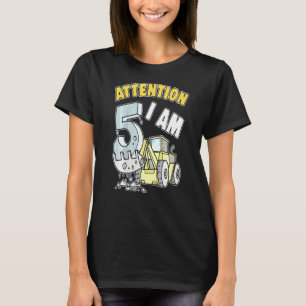 T-shirt Enfants Excavateur I Am 5 Enfants Anniversaire