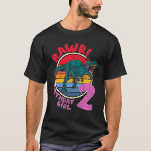 T-shirt Enfants fille 2e anniversaire Rawr Tyrannosaurus R