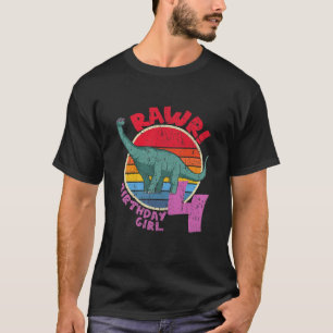 T-shirt Enfants Fille 4E Anniversaire I Rawday! Brachiosau