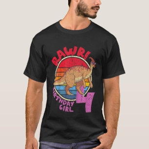 T-shirt Enfants Fille 4e anniversaire I Rawday! Parasaurol