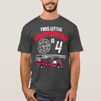 T-shirt Enfants Fire Truck Anniversaire tenue 4 ans This