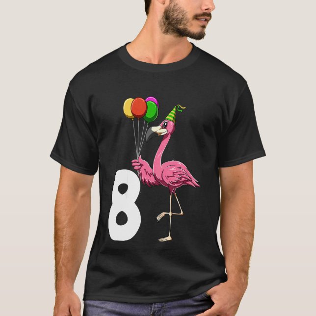 T-shirt Enfants Flamant rose Anniversaire 8 Flamant rose T (Devant)