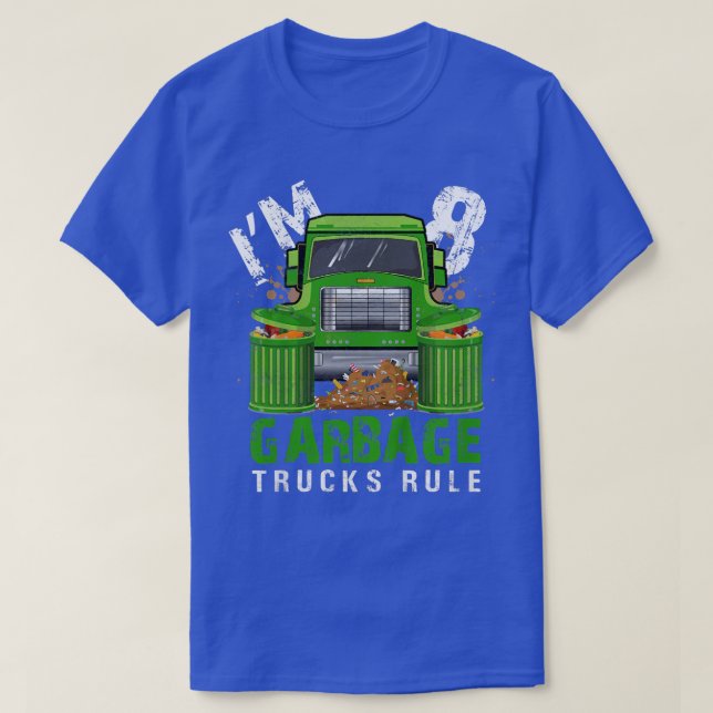 T-shirt Enfants Garbage Trucks Règle I'm 8 years Garbage T (Design devant)