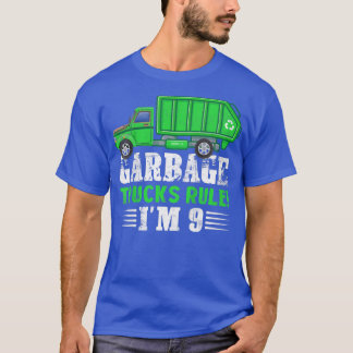 T-shirt Enfants Garbage Trucks Règle I'm 9 years Garbage T
