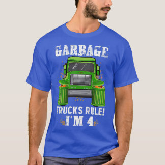 T-shirt Enfants Garbage Trucks Règle J'ai 4 ans Garbage T