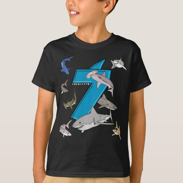 T-shirt enfants garçons de 7 ans requin blanc requin (Devant)