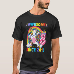 T-shirt Enfants géniaux depuis 2015 Dabbing Unicorn 8e ann