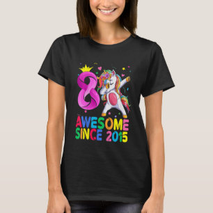 T-shirt Enfants géniaux depuis 2015 Dabbing Unicorn 8e ann