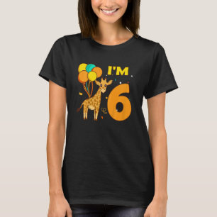 T-shirt Enfants Giraffe Animaux Animal Love Girl I Am 6 Ye