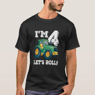 T-shirt Enfants Green Farm Tracteur 4e fête d'anniversaire