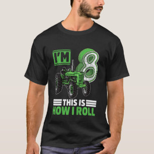 T-shirt Enfants Green Farm Tracteur 8e anniversaire 8 ans 