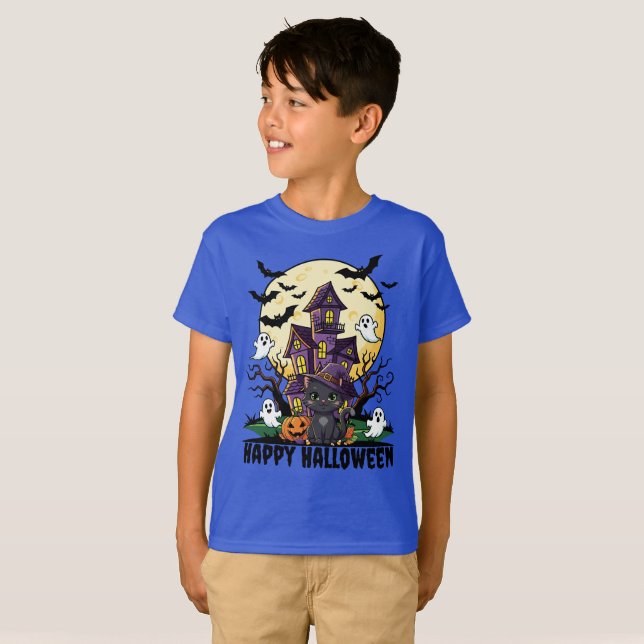 T-shirt Enfants Halloween Maison hantée Graphic Tee (Devant entier)