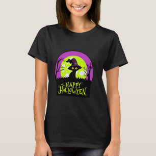 T-shirt Enfants Halloween Mignon Chat Noir Slime Vert Lune