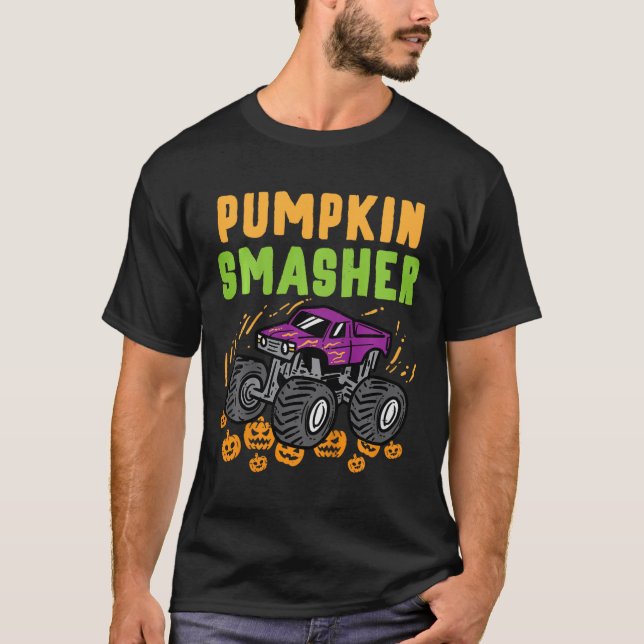 T-shirt Enfants Halloween Monster Truck Citrouille Smasher (Devant)