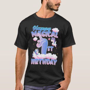 T-shirt Enfants Happy Magical 1er Anniversaire Vol Unicorn