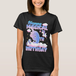 T-shirt Enfants Happy Magical 9th Birthday Flying Unicorns