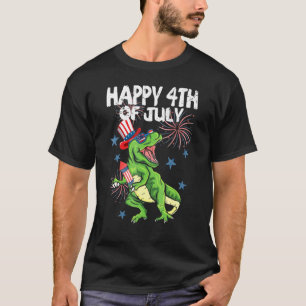 T-shirt Enfants Heureux 4 Juillet T-Rex Dinosaure Bébé Tou