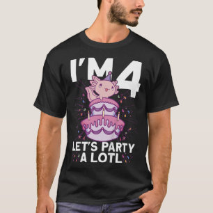 T-shirt Enfants Im 4 anniversaire Aolotl party mignonne 4e