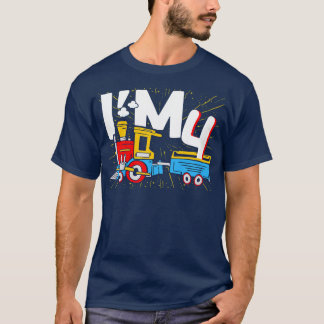 T-shirt Enfants Im 4 anniversaire Locomotive à vapeur mign
