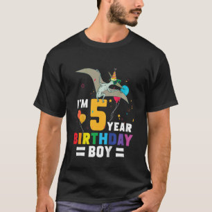 T-shirt Enfants I'm 5 Birthday Boy Pterodactylus 5 Year ol