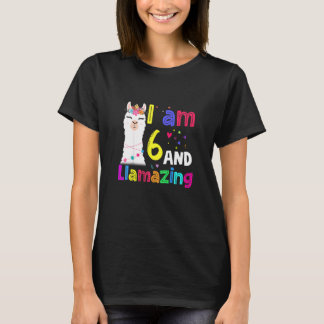 T-shirt Enfants I'm 6 Et Llamazing Llama Birthday Tee