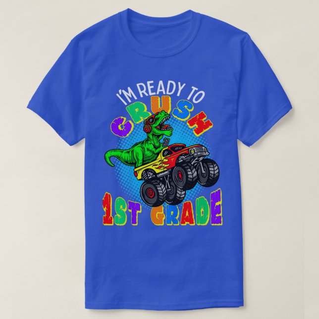 T-shirt Enfants Ix27m Prêt à écraser 1ère année Dinosaure  (Design devant)