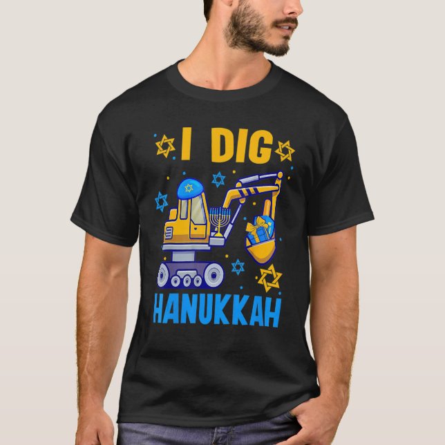 T-shirt Enfants J'Ai Creusé Hanoukka Excavator Constructio (Devant)