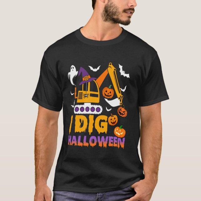 T-shirt Enfants Je Creuse Halloween Tractor Construction D (Devant)