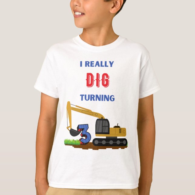 T-shirt Enfants Je Creuse Vraiment Tourner 3 Excavateur (Devant)