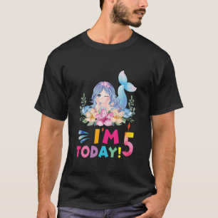 T-shirt Enfants Je Suis 5 Aujourd'Hui Fête Sirène Fille 5E